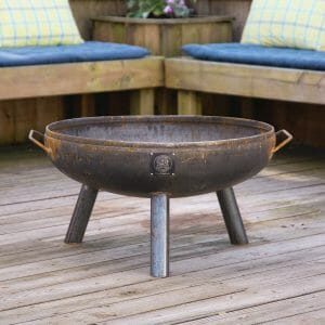 Our fire pit made by placing a large cast iron pot (with drainage