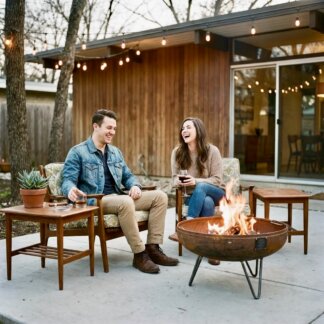 30" Elliptical Mid Century Modern Fire Pit