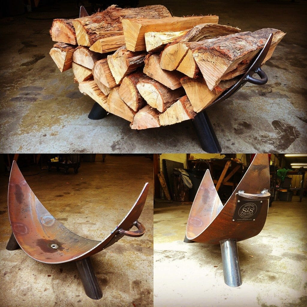Small Firewood Rack On Legs – Custom Fire Pits | Unique Fire Pits ...