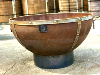 41 inch cauldron style round fire pit on base.