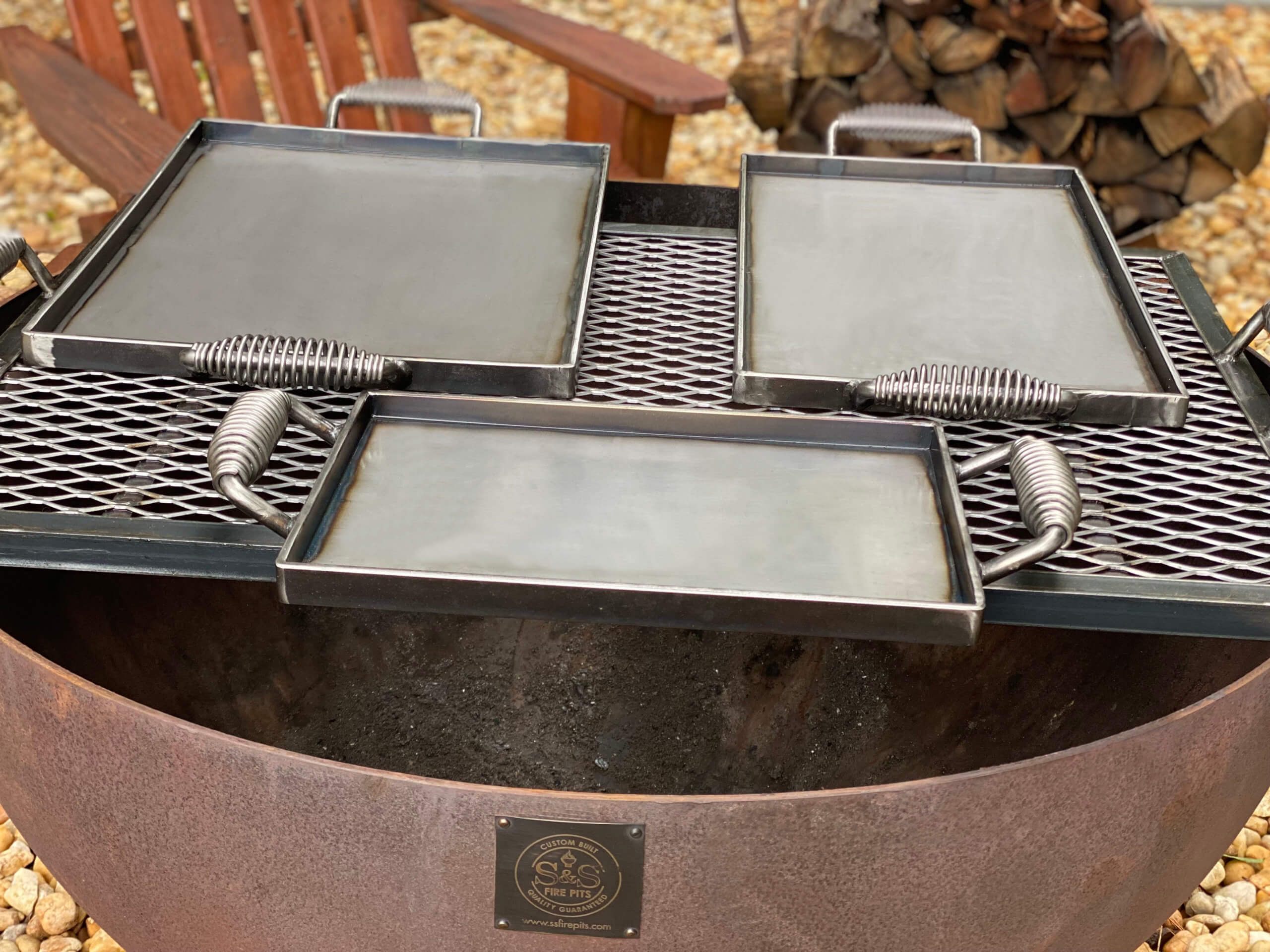 Large Heavy Duty Carbon Steel Searing Griddle Plate, Custom Fire Pits, Custom Fire Pit For Sale