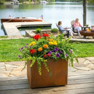 Corten Steel Planter Box 16x12x12 With Shelf