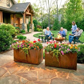Corten Steel Planter Box 24x16x16 With Shelf