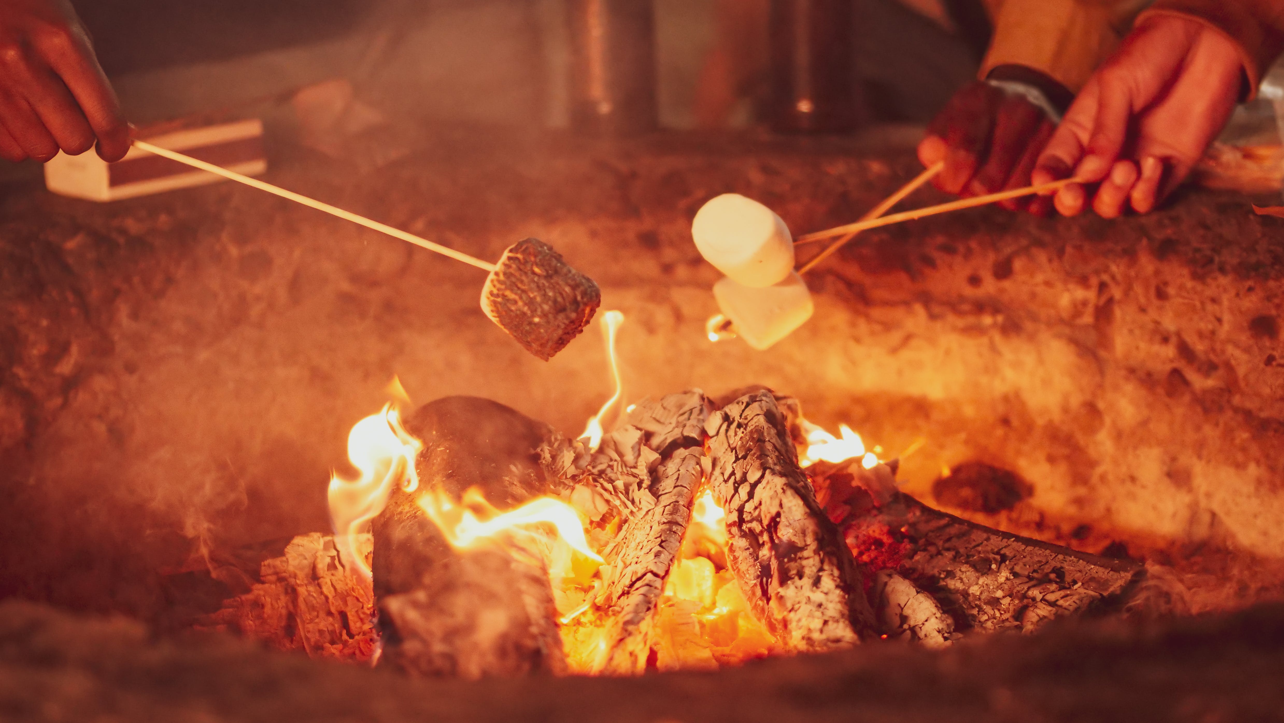 Free People Roasting Marshmallow Stock Photo