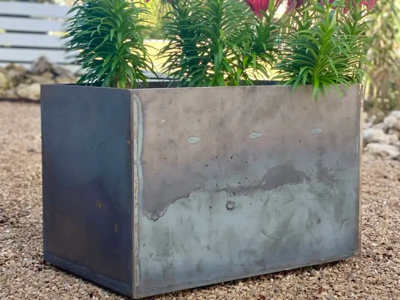 Corten Steel Planter Box 24x16x16 With Shelf